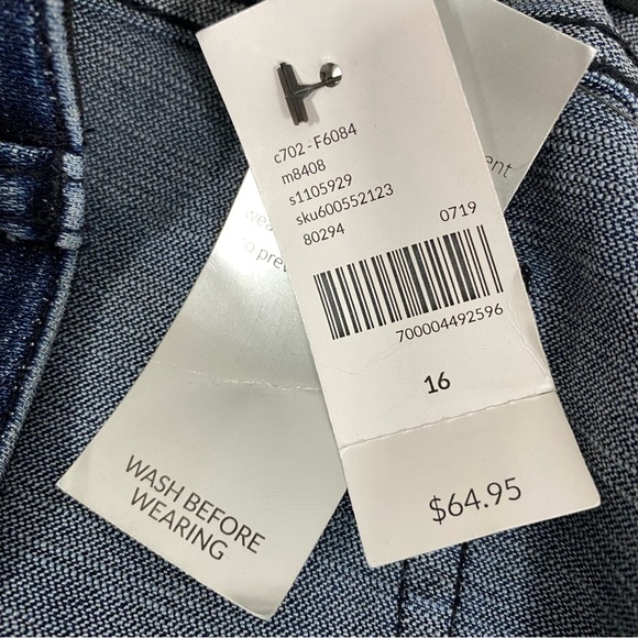 Venezia Womens Jeans Size 16 Mid-Rise Straight Dark Blue Stretch No Gap Waist - Picture 8 of 10